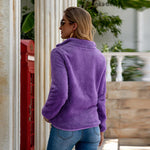 Cargar imagen en el visor de la galería, All-match slim zipper solid color plush women's jacket
