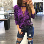 Load image into Gallery viewer, Camouflage Strap Sexy Long Sleeved T-Shirt

