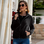Cargar imagen en el visor de la galería, All-match slim zipper solid color plush women's jacket
