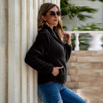 Cargar imagen en el visor de la galería, All-match slim zipper solid color plush women's jacket
