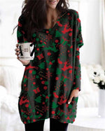 Load image into Gallery viewer, Autumn and winter new Christmas hedging long sleeve printed dress
