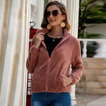 Cargar imagen en el visor de la galería, All-match slim zipper solid color plush women's jacket
