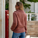 Cargar imagen en el visor de la galería, All-match slim zipper solid color plush women's jacket
