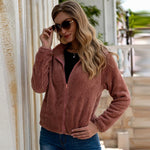 Cargar imagen en el visor de la galería, All-match slim zipper solid color plush women's jacket
