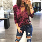 Load image into Gallery viewer, Camouflage Strap Sexy Long Sleeved T-Shirt
