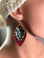 Load image into Gallery viewer, Black and Leopard Leather Earrings
