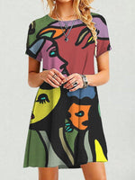 Load image into Gallery viewer, Casual A-Line Short Sleeve Abstract Dresses
