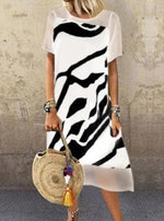 Load image into Gallery viewer, Black Casual Printed Short Sleeve Dresses
