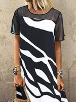 Load image into Gallery viewer, Black Casual Printed Short Sleeve Dresses
