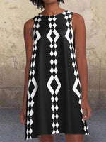Load image into Gallery viewer, Black 1960's Geometric Pattern Pockets A-Line Retro Printed Casual Dresses

