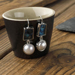 Cargar imagen en el visor de la galería, Blue Ocean Stone Pearls Earrings
