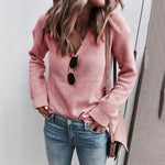 Load image into Gallery viewer, Casual Classical V-Neck Solid Color Knitted Sweater
