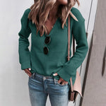 Load image into Gallery viewer, Casual Classical V-Neck Solid Color Knitted Sweater
