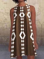 Load image into Gallery viewer, Black 1960's Geometric Pattern Pockets A-Line Retro Printed Casual Dresses
