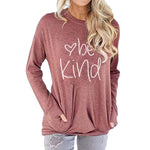 Load image into Gallery viewer, Be Kind Letter Print Bat Sleeve Long Sleeve T-shirt
