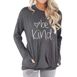 Load image into Gallery viewer, Be Kind Letter Print Bat Sleeve Long Sleeve T-shirt
