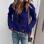 Load image into Gallery viewer, Casual Classical V-Neck Solid Color Knitted Sweater
