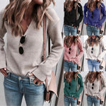 Load image into Gallery viewer, Casual Classical V-Neck Solid Color Knitted Sweater
