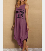 Load image into Gallery viewer, Casual Letter Print Round Neck Sleeveless Vest Dress
