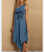 Load image into Gallery viewer, Casual Letter Print Round Neck Sleeveless Vest Dress
