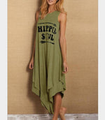 Load image into Gallery viewer, Casual Letter Print Round Neck Sleeveless Vest Dress
