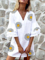 Load image into Gallery viewer, Casual A-Line Bell Sleeve Printed Dresses
