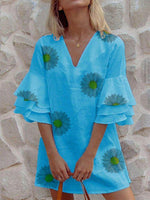 Load image into Gallery viewer, Casual A-Line Bell Sleeve Printed Dresses
