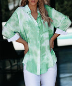 Cargar imagen en el visor de la galería, Casual Tie Dye Gradient  Button Down Blouse
