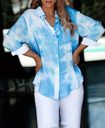 Cargar imagen en el visor de la galería, Casual Tie Dye Gradient  Button Down Blouse
