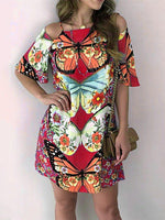 Load image into Gallery viewer, Butterfly Print &amp; Open Back Sexy Dress
