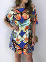 Load image into Gallery viewer, Butterfly Print &amp; Open Back Sexy Dress
