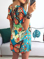 Load image into Gallery viewer, Butterfly Print &amp; Open Back Sexy Dress
