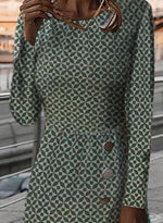Load image into Gallery viewer, Casual Geometric Pencil Round Neckline Sheath Dress
