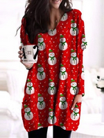 Load image into Gallery viewer, Autumn and winter new Christmas hedging long sleeve printed dress
