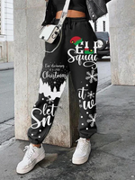 Load image into Gallery viewer, 2020 new Christmas print plus velvet loose sweatpants
