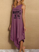 Load image into Gallery viewer, Casual Letter Print Round Neck Sleeveless Vest Dress
