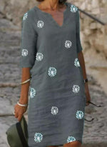 Load image into Gallery viewer, Casual Floral Shirt V-Neckline A-line Dress
