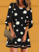 Load image into Gallery viewer, Black A-Line Floral Printed Casual Holiday Dresses
