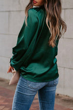 Cargar imagen en el visor de la galería, Basic Loose Green Blouse T-shirts
