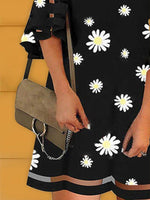 Load image into Gallery viewer, Black A-Line Floral Printed Casual Holiday Dresses
