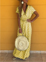 Load image into Gallery viewer, Bohemia V-Neck Polka Dot Elastic Waist Maxi Dress
