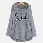 Load image into Gallery viewer, Cat Embroidered Fleece Loose Hooded Sweatshirt
