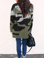 Load image into Gallery viewer, Camouflage Mid-length Knitted Cardigan
