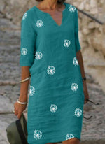 Load image into Gallery viewer, Casual Floral Shirt V-Neckline A-line Dress
