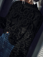 Load image into Gallery viewer, Band Collar Decorative Lace Lace Plain Blouses  | ZDT
