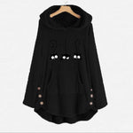 Load image into Gallery viewer, Cat Embroidered Fleece Loose Hooded Sweatshirt
