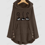 Load image into Gallery viewer, Cat Embroidered Fleece Loose Hooded Sweatshirt
