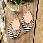 Load image into Gallery viewer, 3 Layered Plaid and Sequin Christmas Leather Earrings
