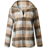 Cargar imagen en el visor de la galería, Band Collar Zipper Gingham Plaid Sweater/Sweatshirt
