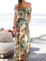 Load image into Gallery viewer, Boat Collar Printing Maxi Dress
